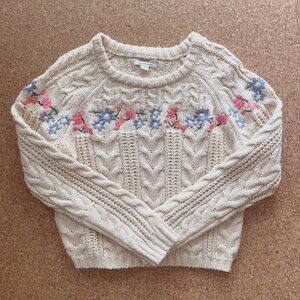 American Eagle Floral Cable Knit Sweater